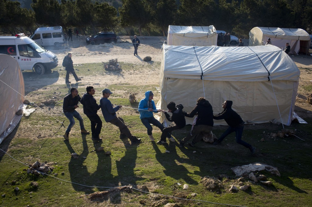 Le camp palestinien Bab al-Shams (La porte du soleil), établi par les Comités populaires dans la zone "E1", en Cisjordanie, le 11 janvier 2013. Le camp se compose de 25 tentes.